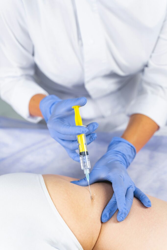 Female patient getting rid of stretch marks